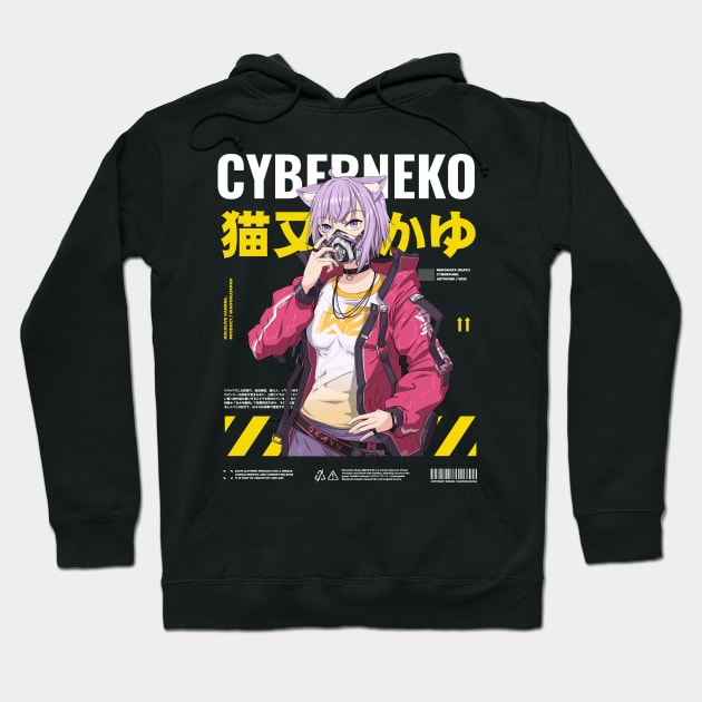 Hololive Japan Nekomata Okayu - Cyber Neko Hoodie by Waifuku Merch